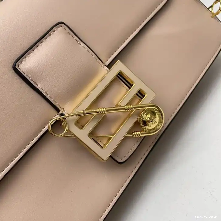 Vintage HOT Leather Fendace In Brooches Calf Pin Baguette Bag Pink with Fendi Medium 0530